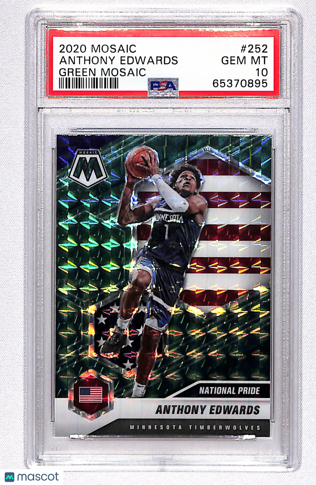 Anthony Edwards 2020 Panini Mosaic Green Mosaic #252 PSA 10
