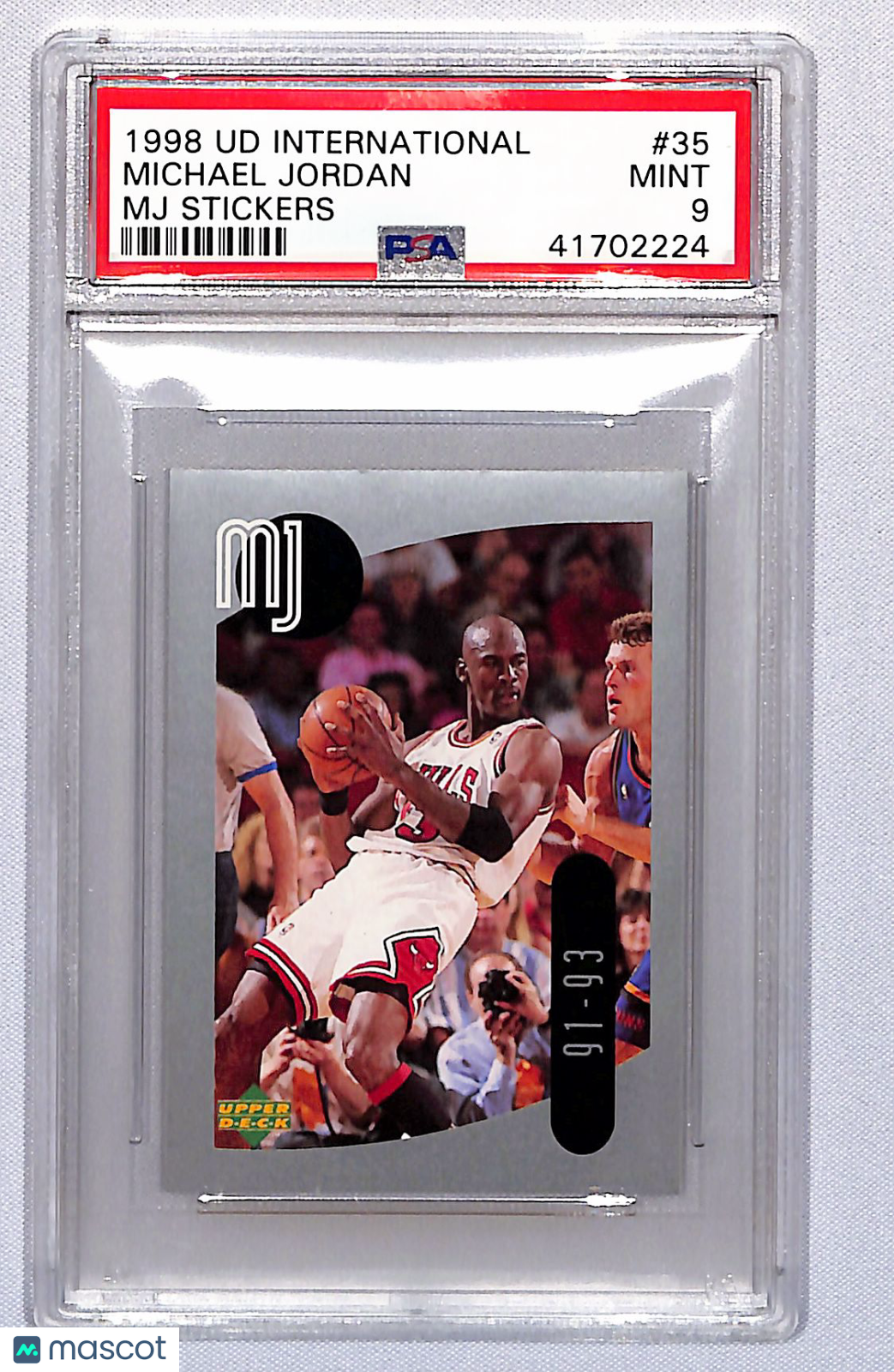 Michael Jordan 1998 Upper Deck International MJ Stickers #35 PSA 9
