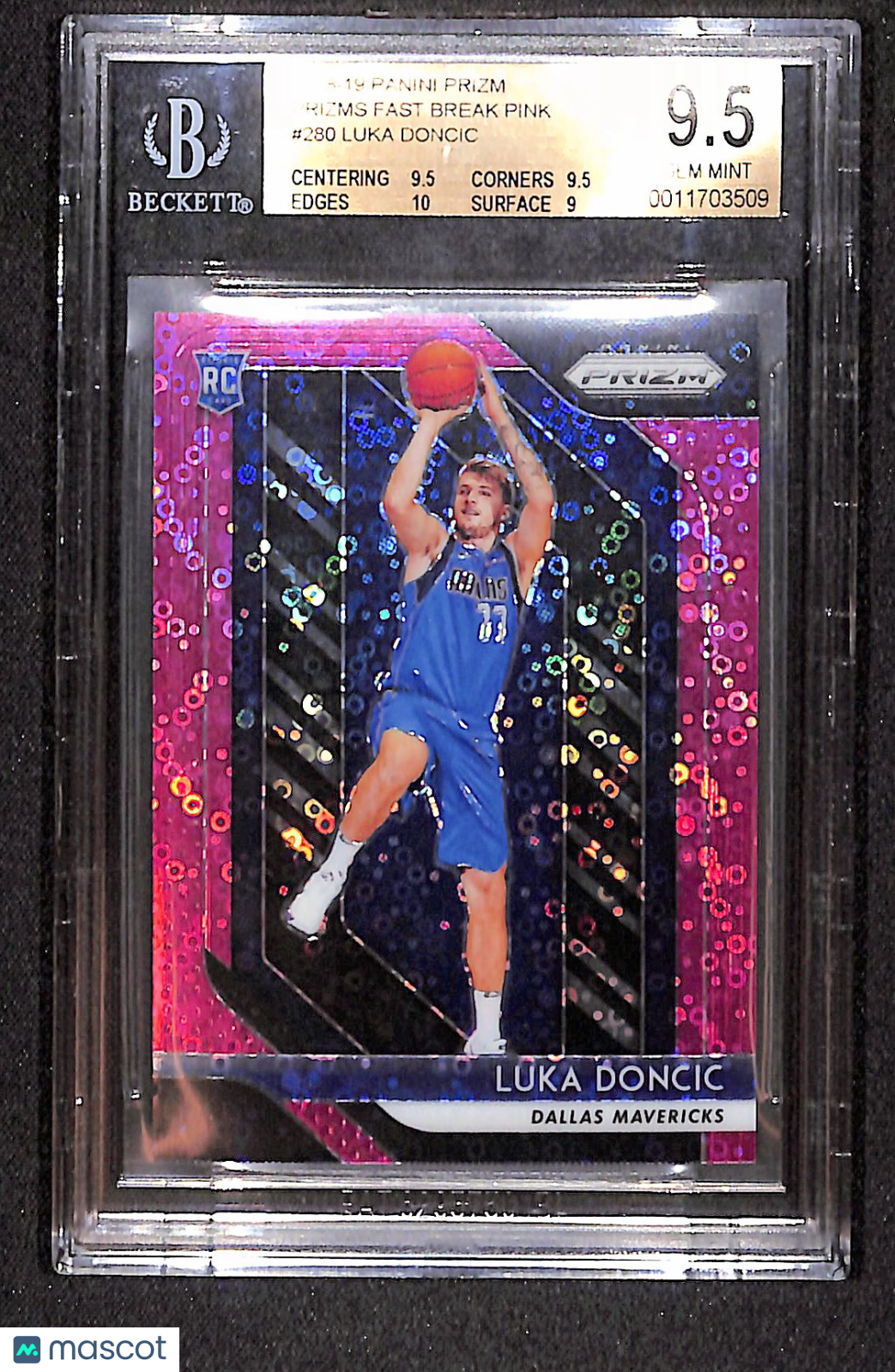 Luka Doncic 2018-19 Panini Prizm Prizms Fast Break Pink #280 #/50 BGS 9.5