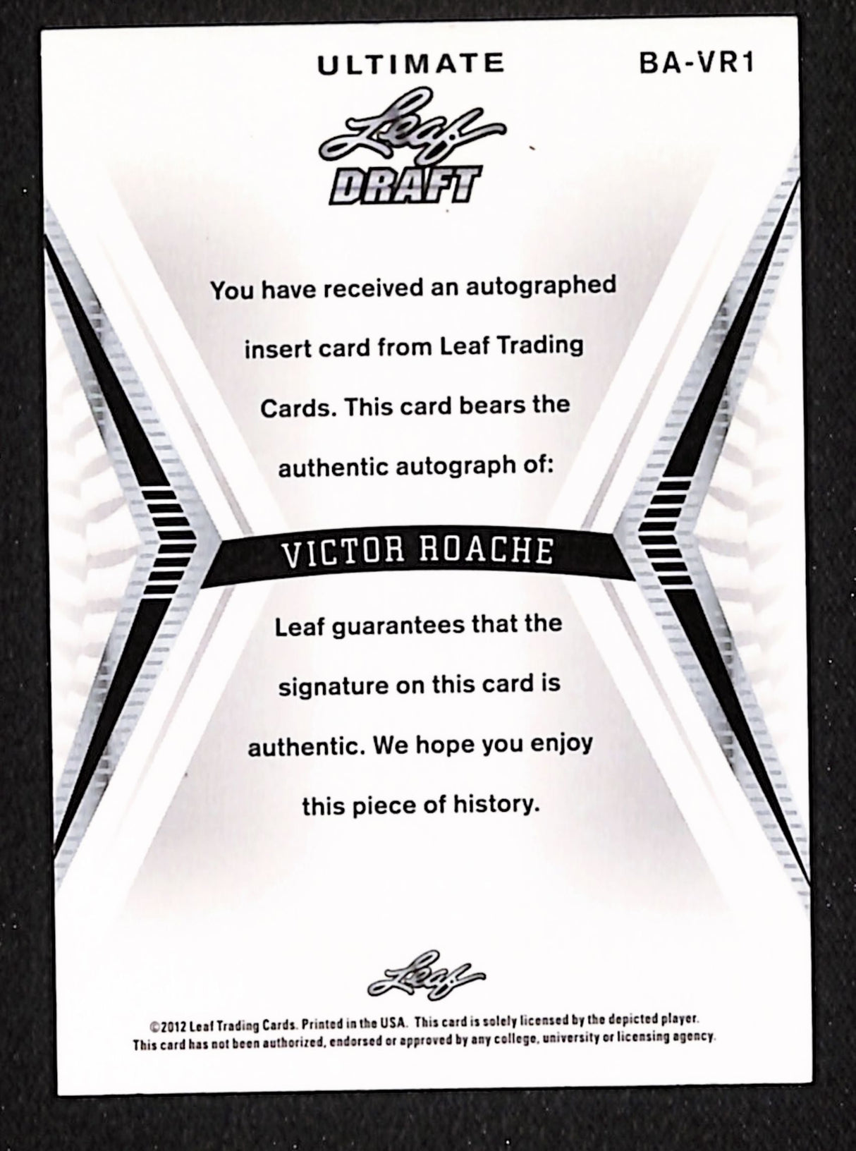 Victor Roache 2012 Leaf Metal Draft #BA-VR1
