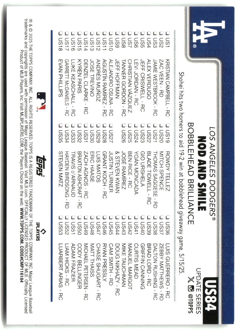 Nod and Smile 2025 Topps Update #US84