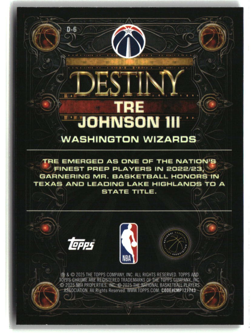 Tre Johnson III 2025-26 Topps Chrome Destiny #D-6