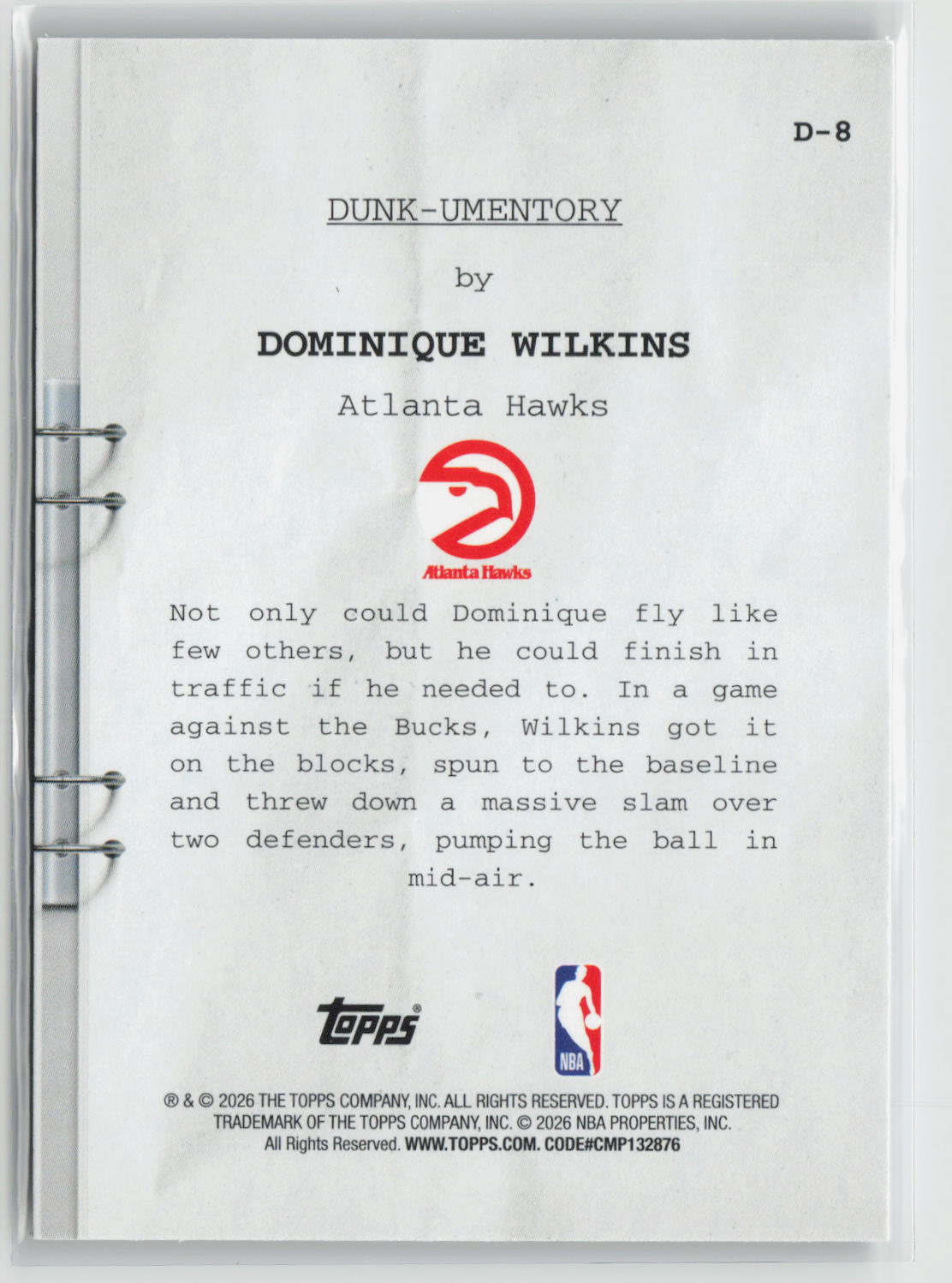 Dominique Wilkins 2025-26 Hoops Dunk-umentory #D-8