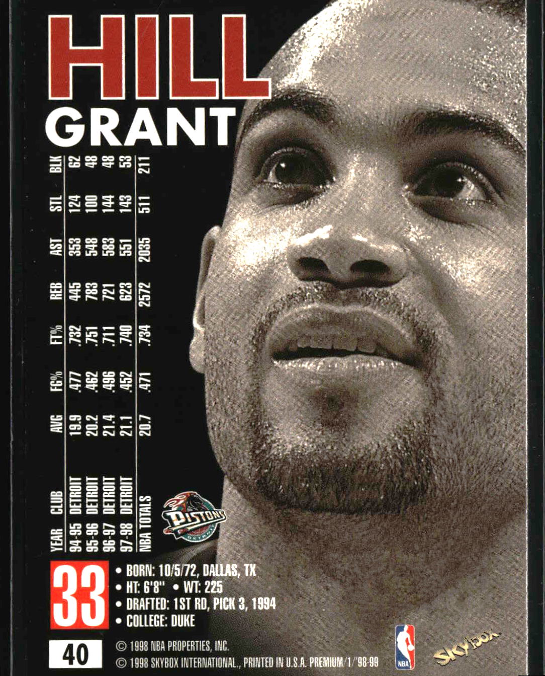 Grant Hill 1998-99 SkyBox Premium #40