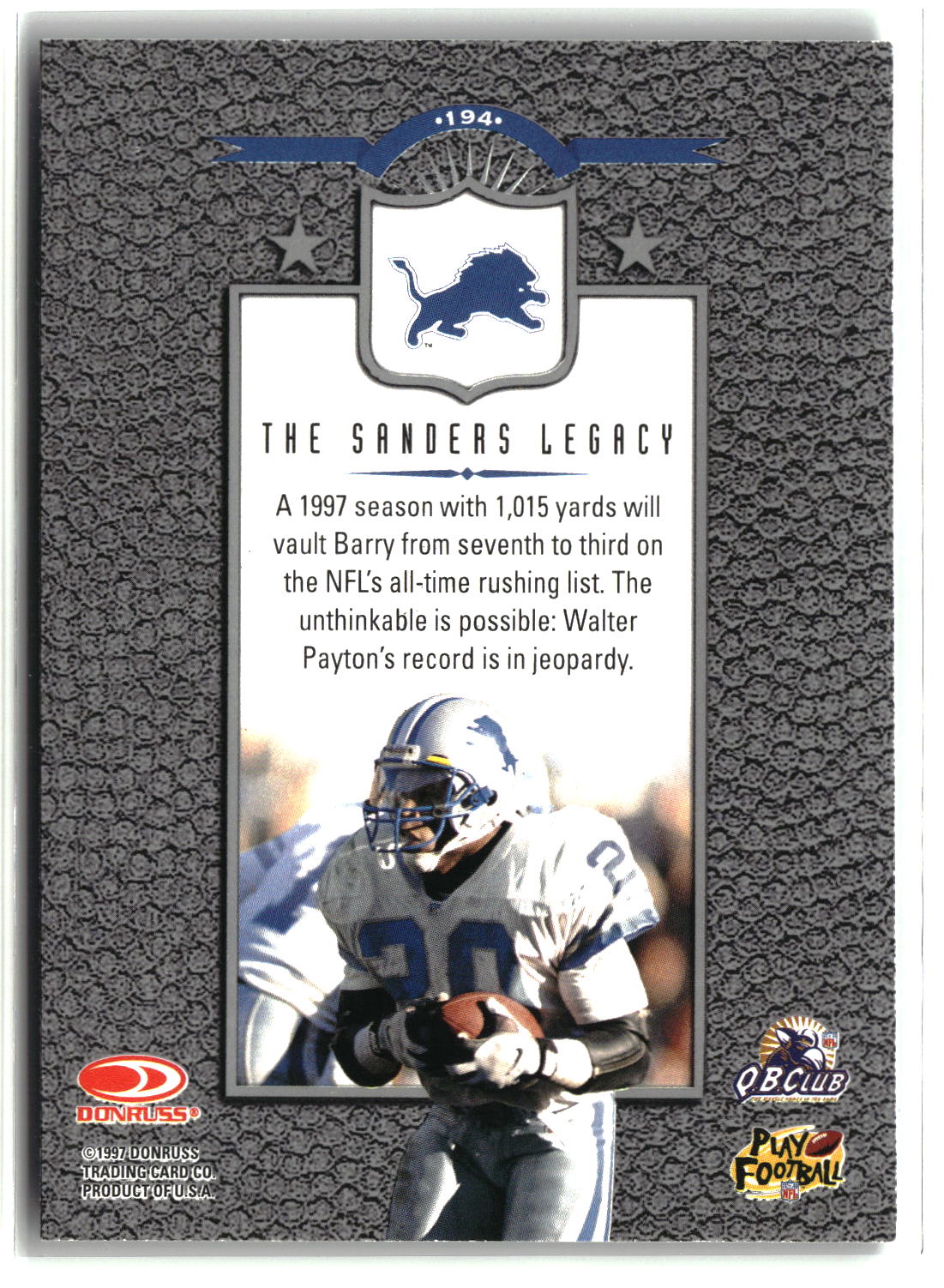 Barry Sanders 1997 Leaf #194