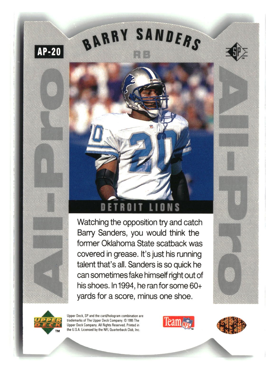 Barry Sanders 1995 SP All-Pros Die Cut #AP-20