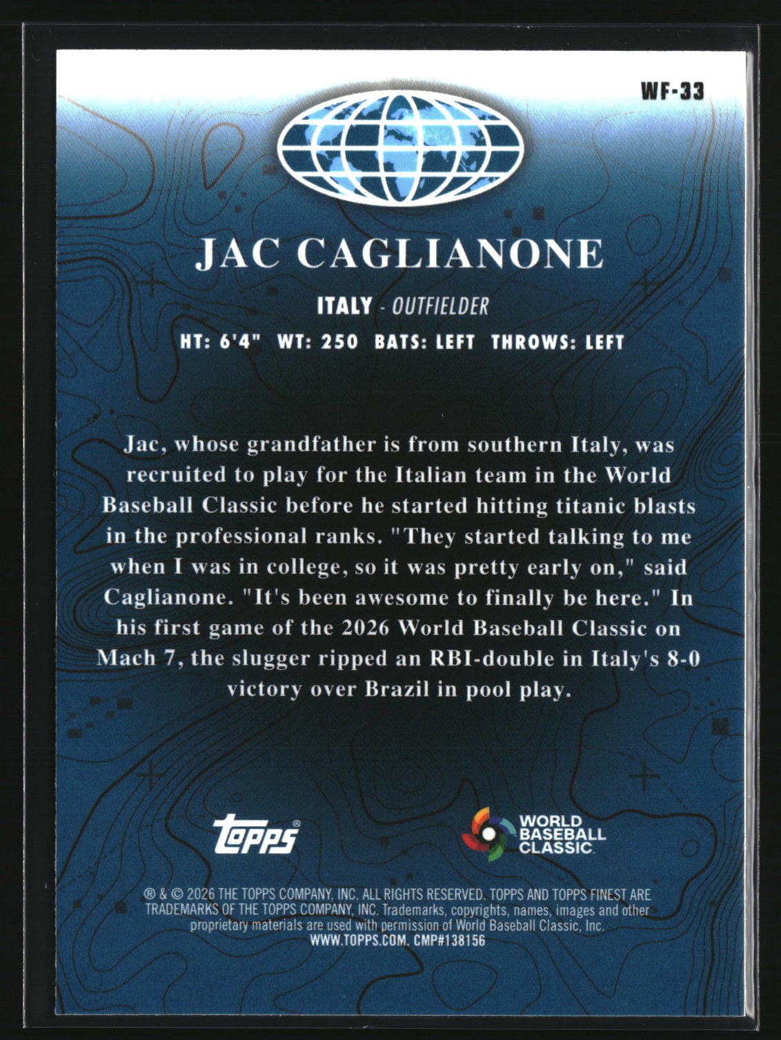 Jac Caglianone 2026 Finest World's Finest #WF-33