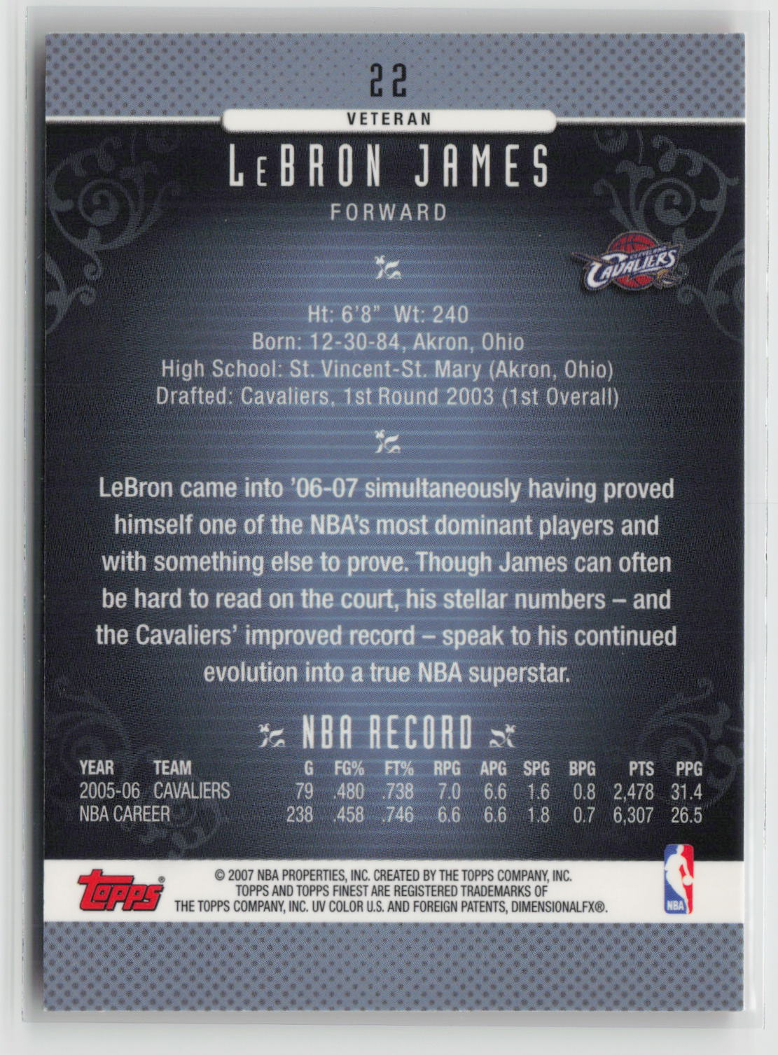 LeBron James 2006-07 Finest #22