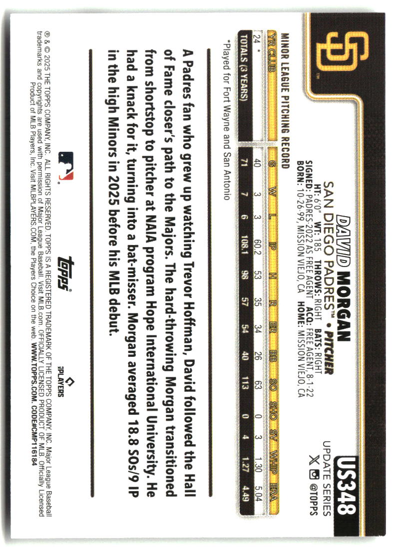 David Morgan 2025 Topps Update #US348