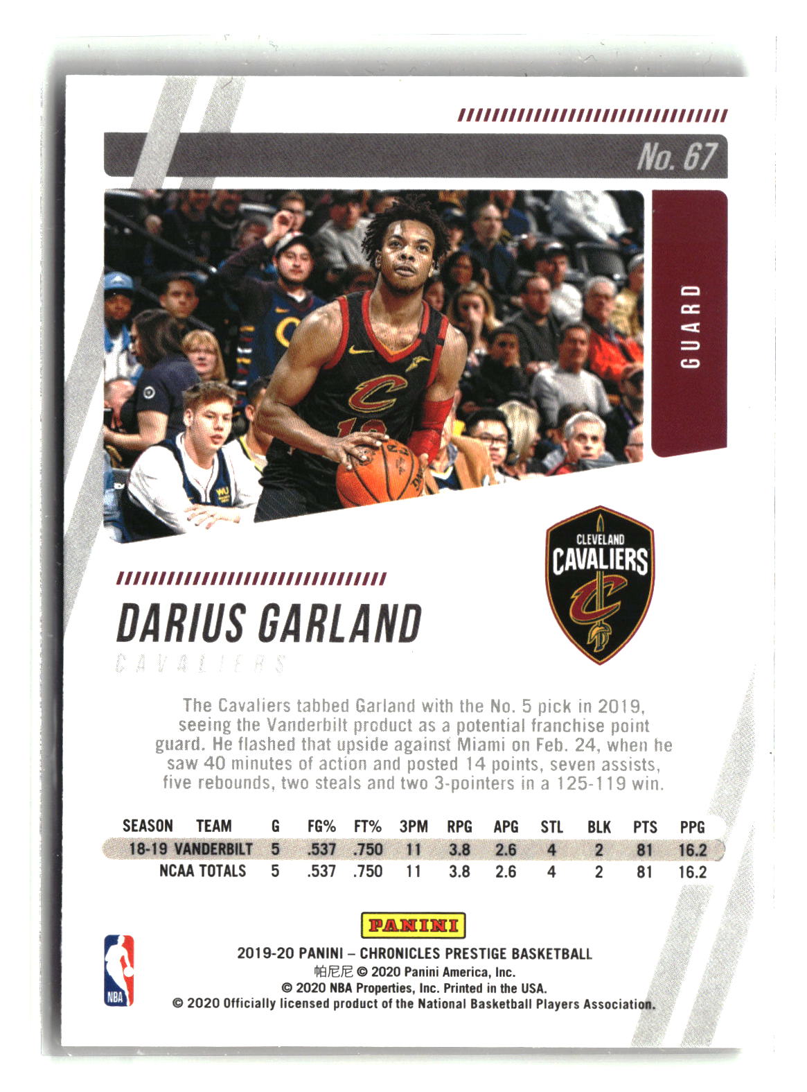 Darius Garland 2019-20 Panini Chronicles #67