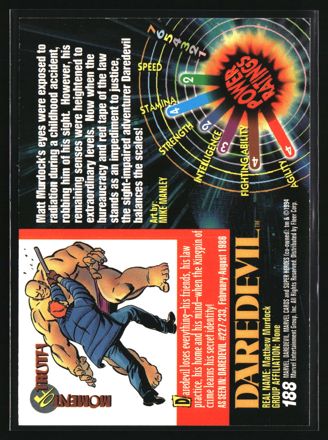 Daredevil 1994 Fleer Marvel Universe #188