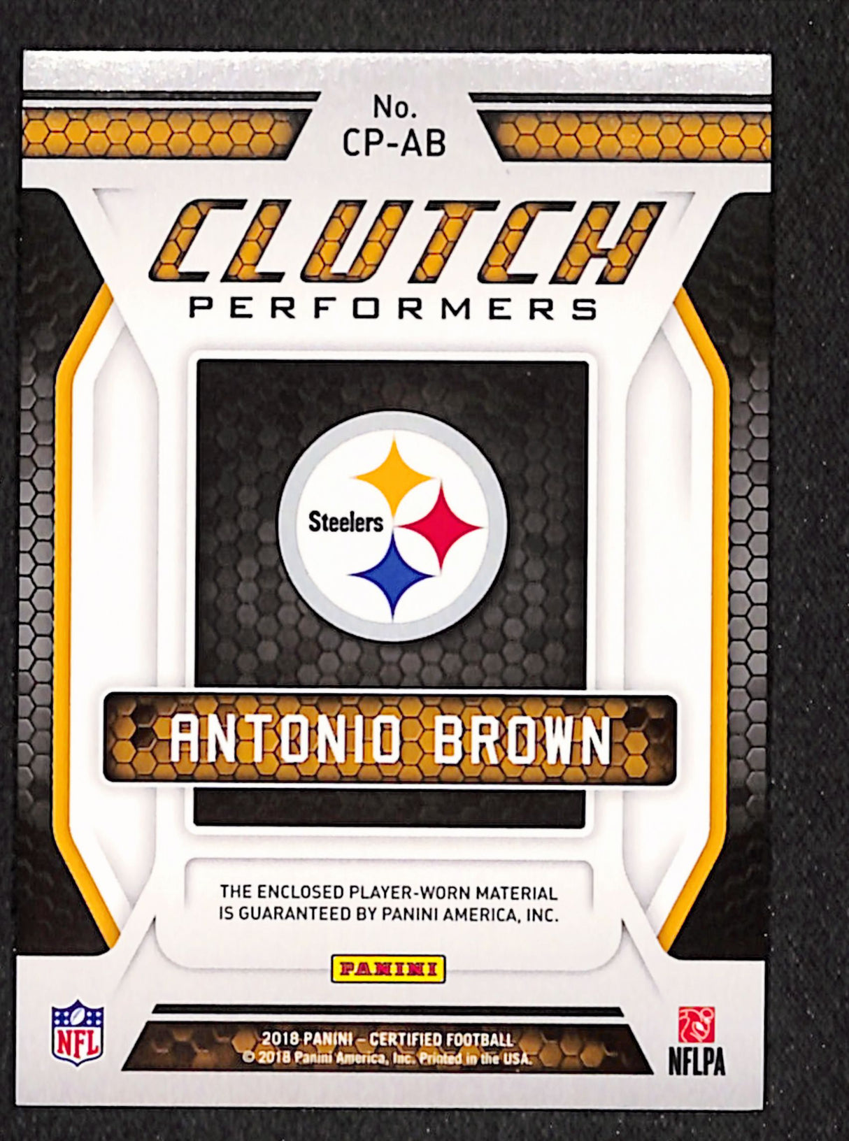 Antonio Brown 2018 Panini Certified Clutch Performers Mirror Orange #CP-AB #/199