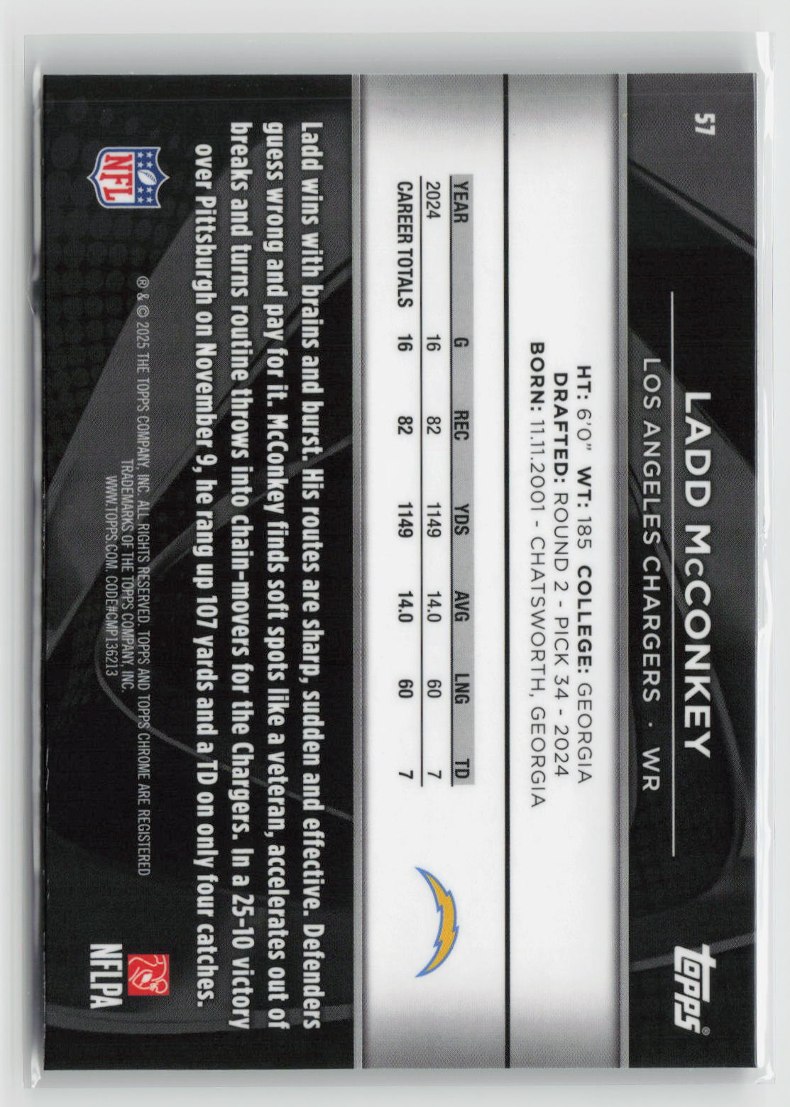 Ladd McConkey 2025 Topps Chrome Black #57