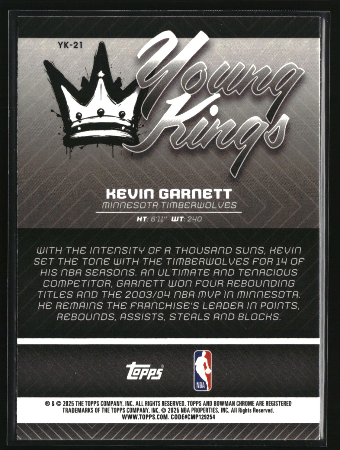Kevin Garnett 2025-26 Bowman Young Kings #YK-21