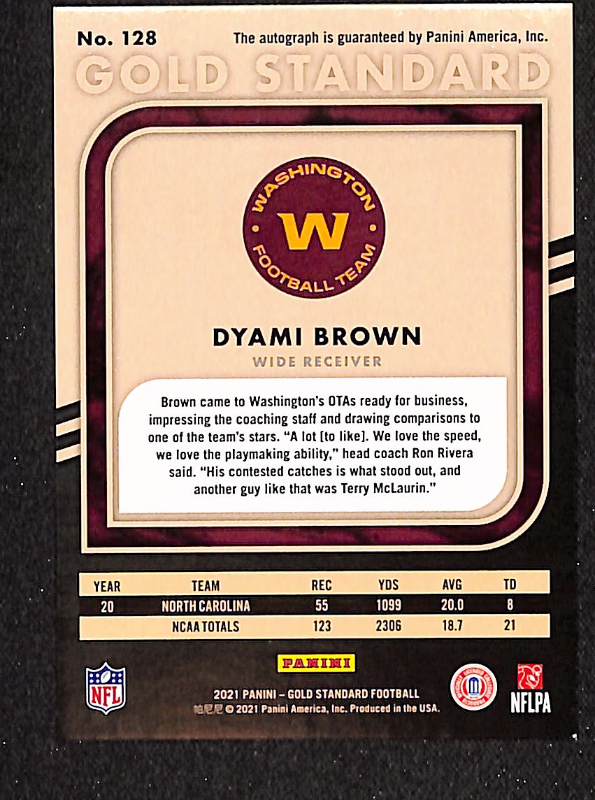Dyami Brown 2021 Panini Gold Standard Rookies Autographs #128 #/149