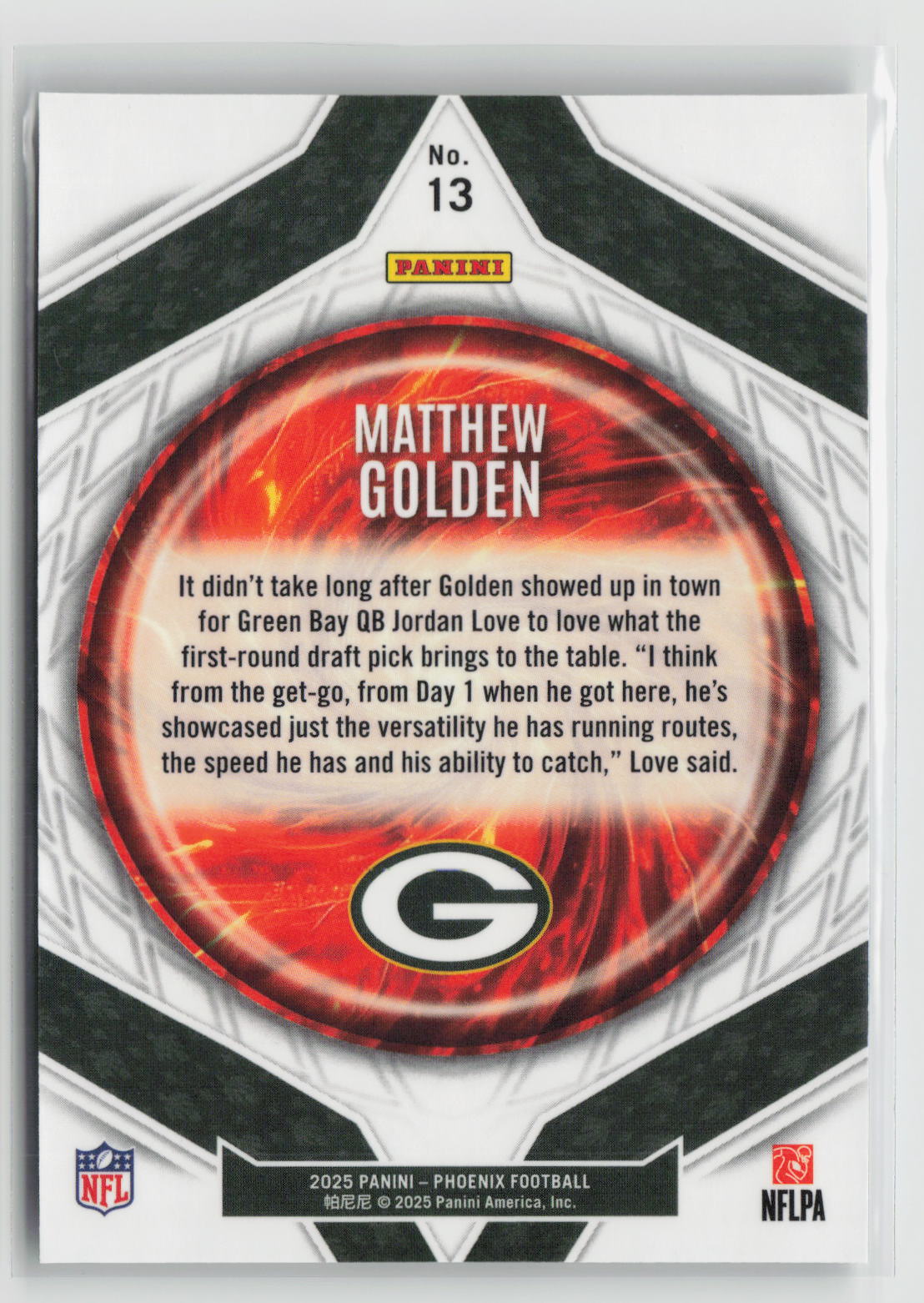 Matthew Golden 2025 Panini Phoenix Paragon #13