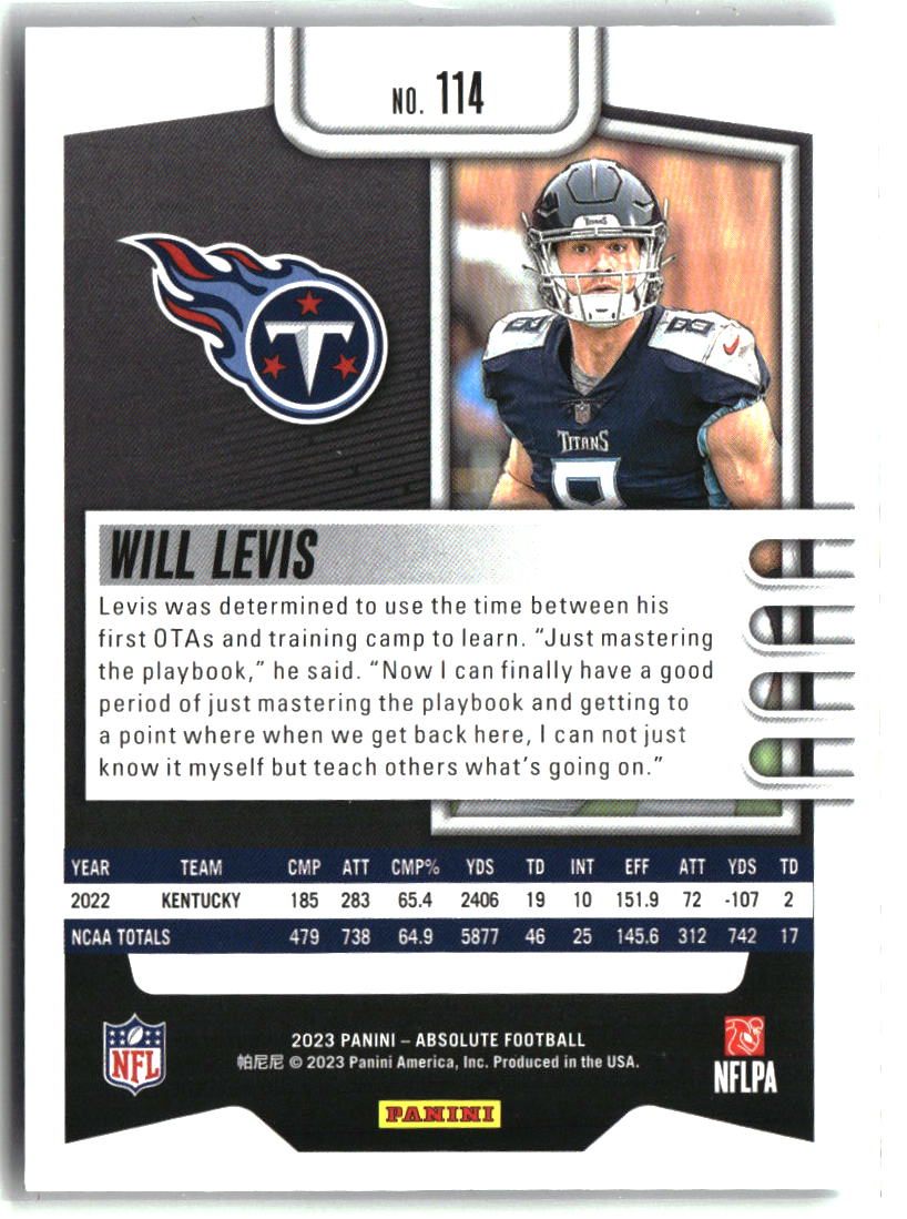 Will Levis 2023 Panini Absolute Retail #114