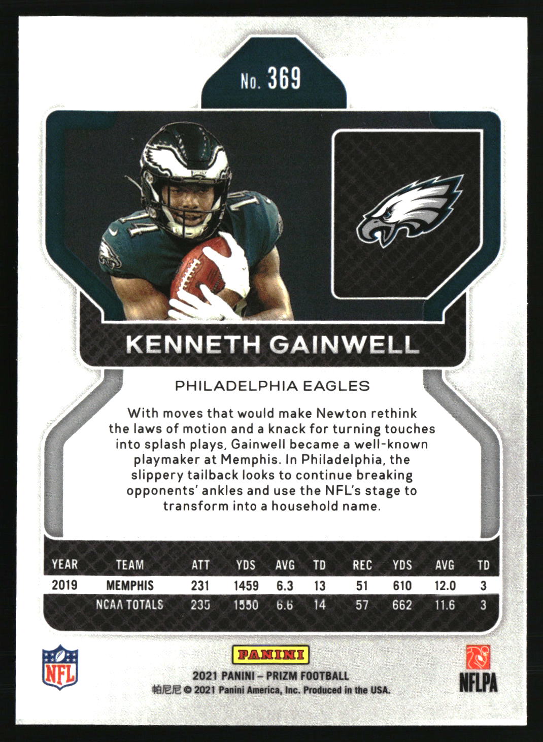 Kenneth Gainwell 2021 Panini Prizm #369