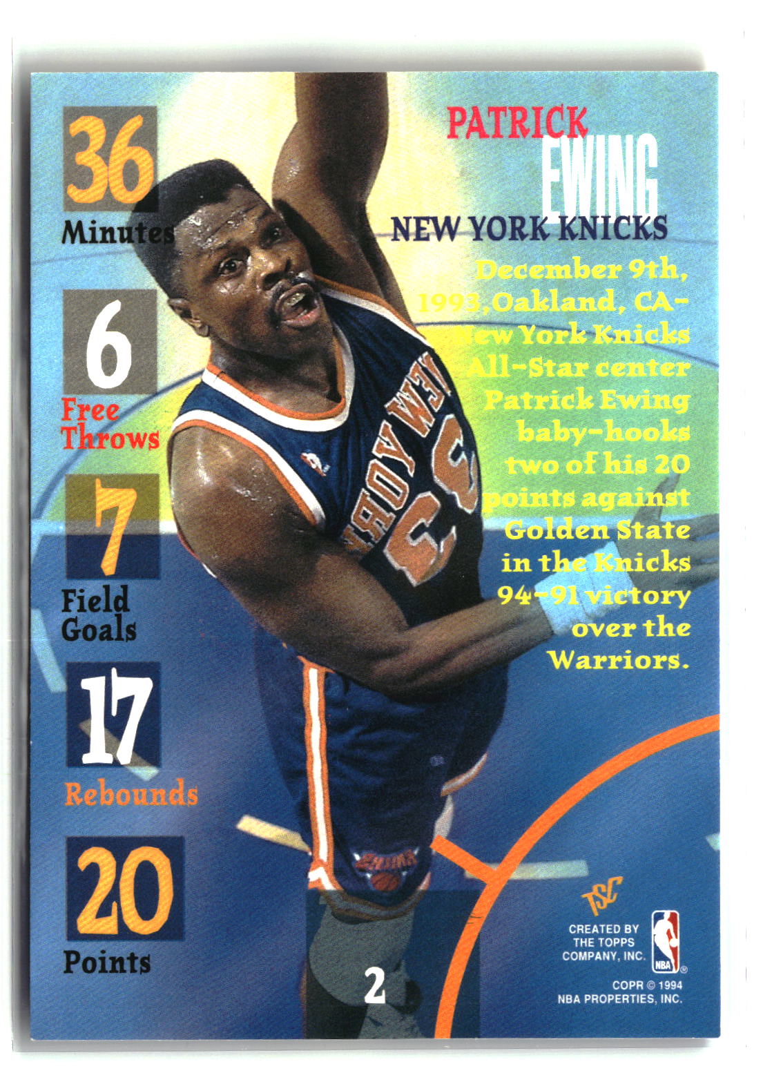 Patrick Ewing 1994-95 Stadium Club #2