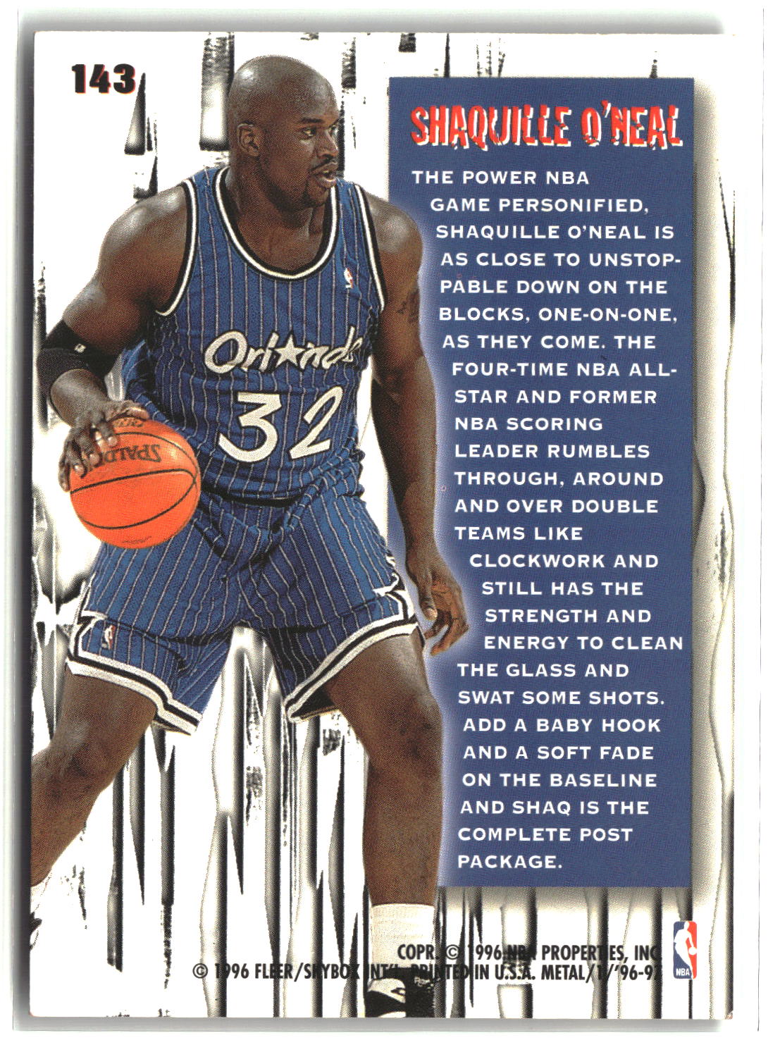 Shaquille O'Neal 1996-97 Metal #143