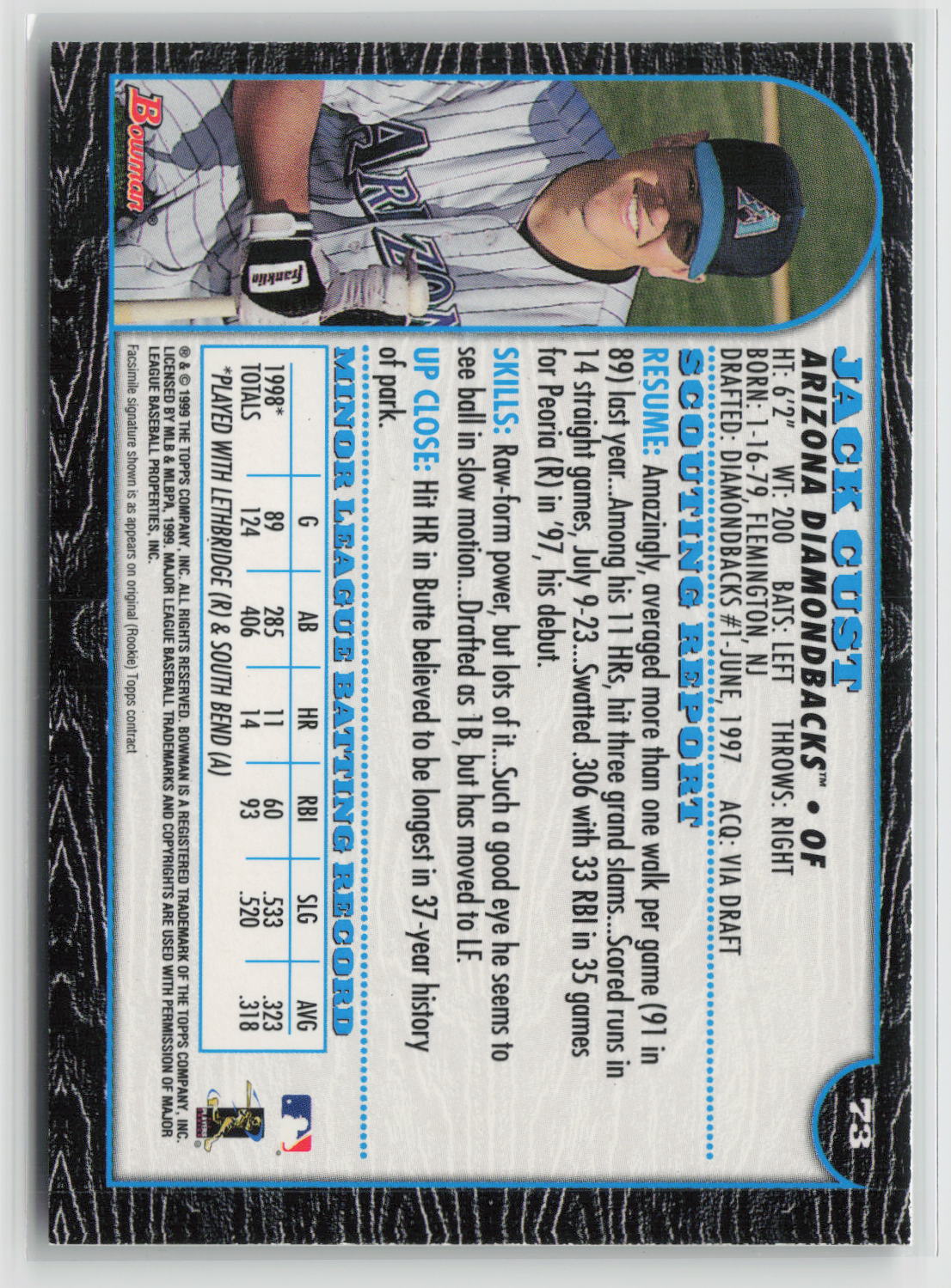 Jack Cust 1999 Bowman International #73
