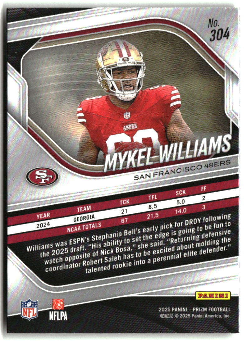 Mykel Williams 2025 Panini Prizm #304