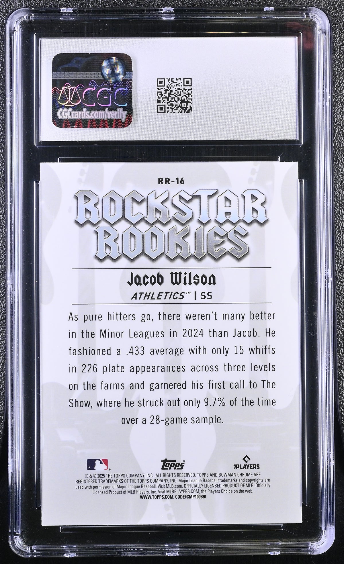 Jacob Wilson 2025 Bowman Rockstar Rookies #RR-16 CGC Authentic