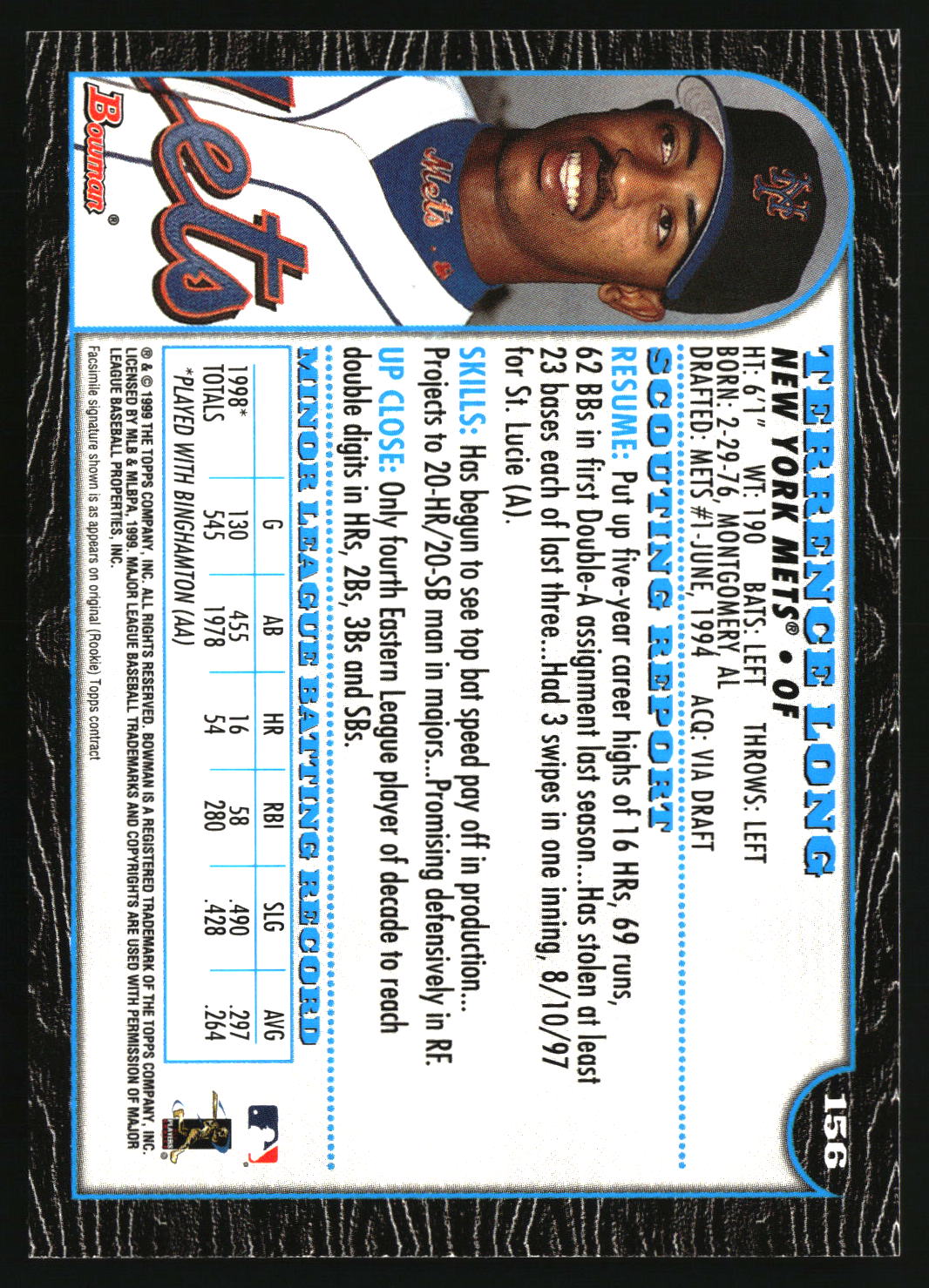 Terrence Long 1999 Bowman #156