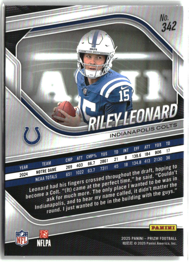 Riley Leonard 2025 Panini Prizm #342