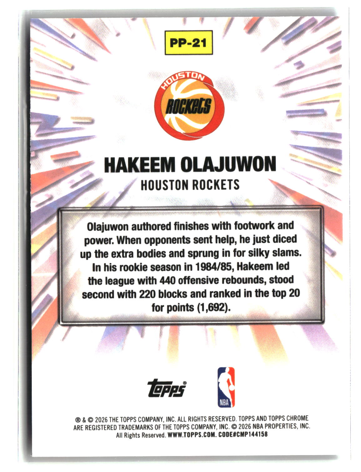 Hakeem Olajuwon 2025-26 Topps Chrome Update Power Players #PP-21
