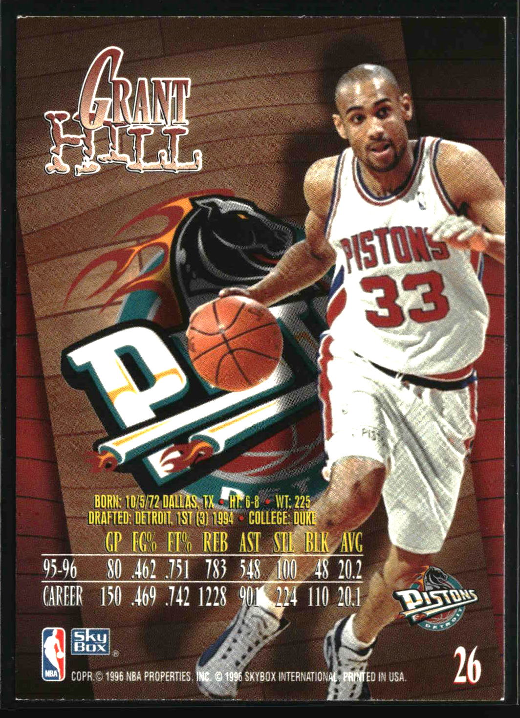 Grant Hill 1996-97 SkyBox Z-Force #26