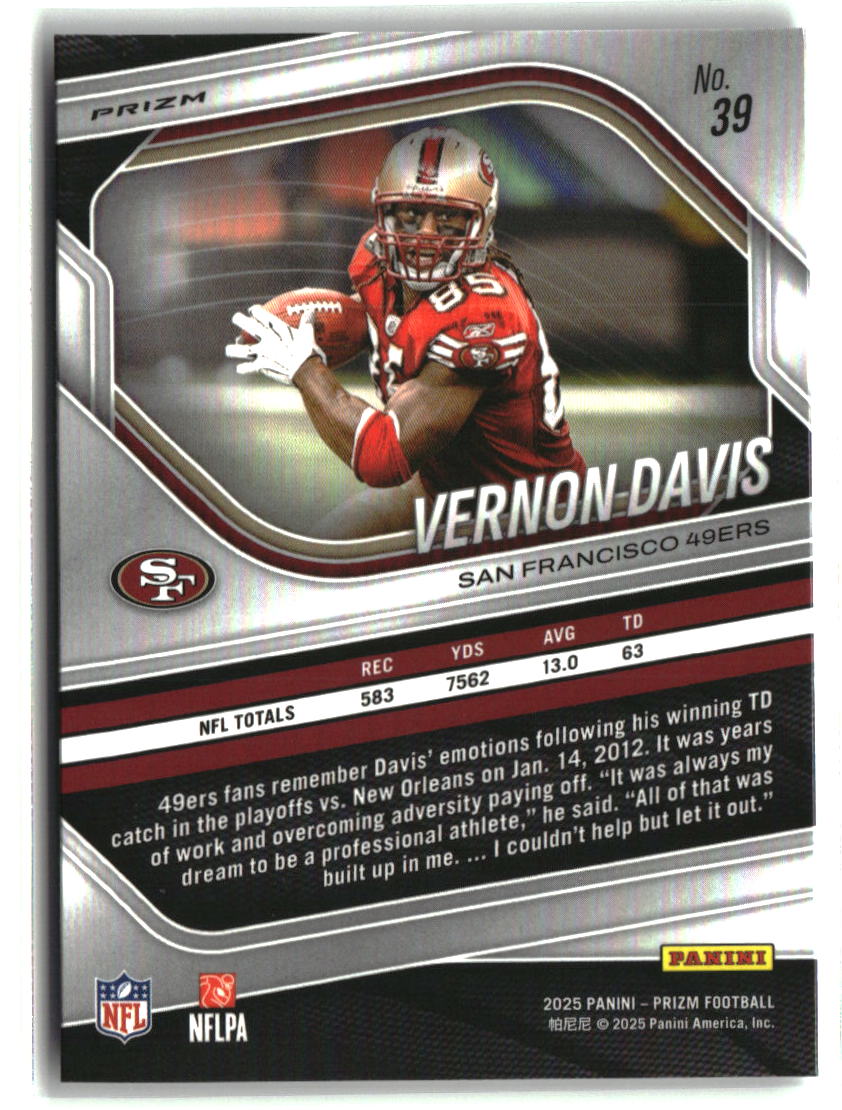 Vernon Davis 2025 Panini Prizm Lazer #39