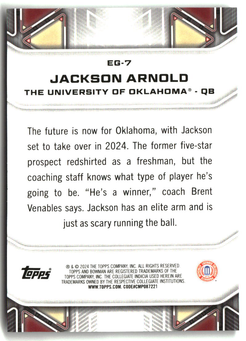 Jackson Arnold 2024 Bowman University Best Elements of the Game #EG-7