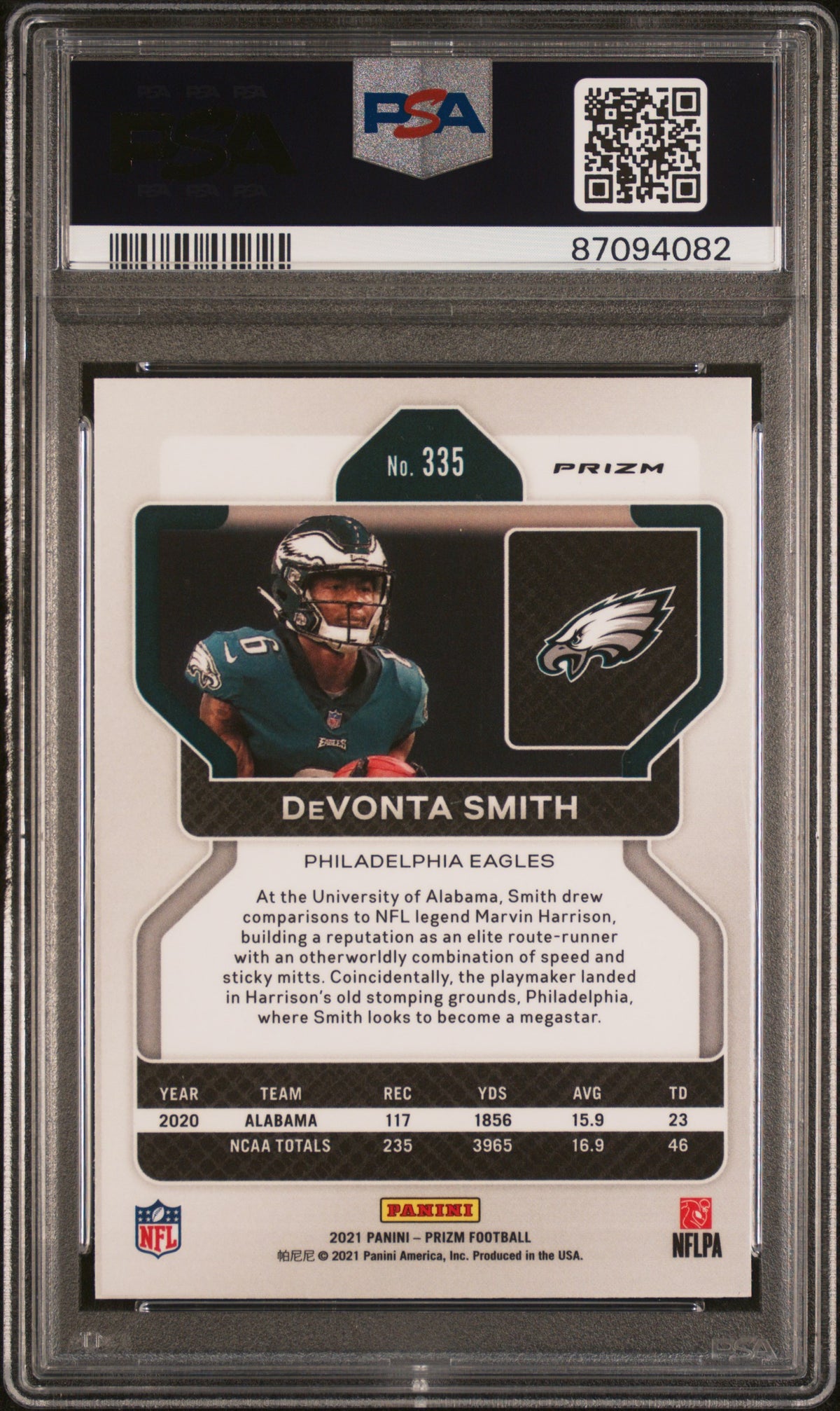 Devonta Smith 2021 Panini Prizm Pink #335 PSA 10