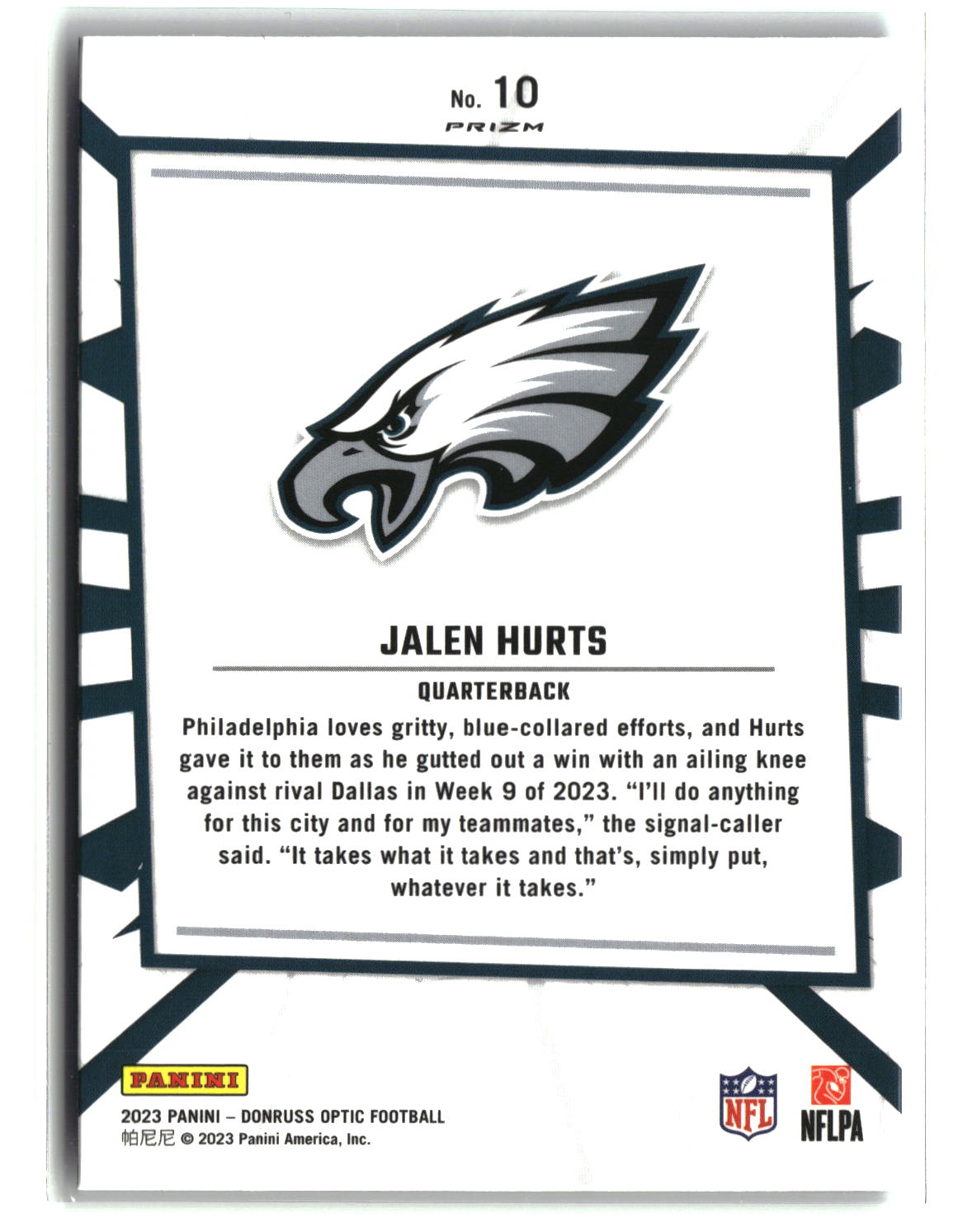 Jalen Hurts 2023 Donruss Optic My House #10