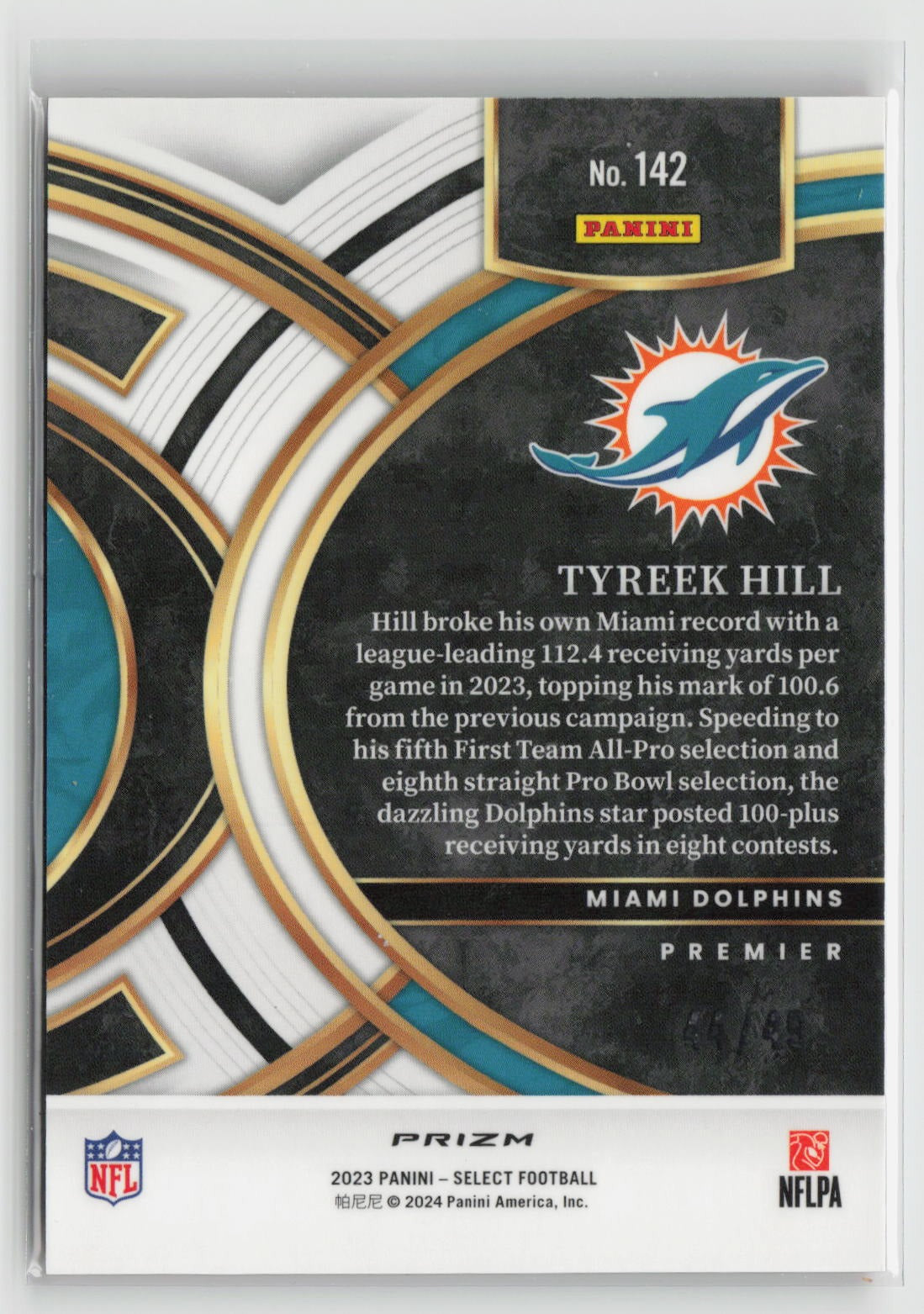 Tyreek Hill 2023 Panini Select Disco Red Prizm #142