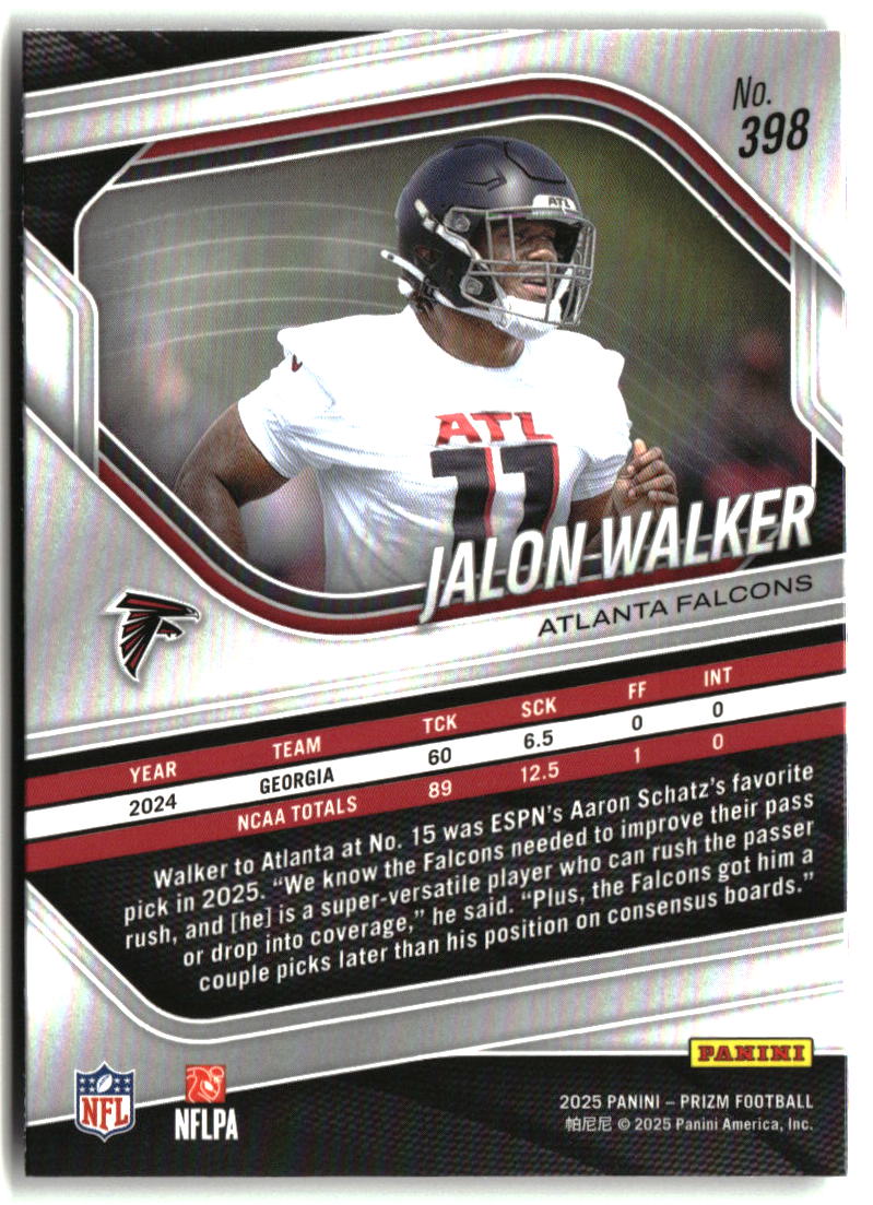 Jalon Walker 2025 Panini Prizm #398