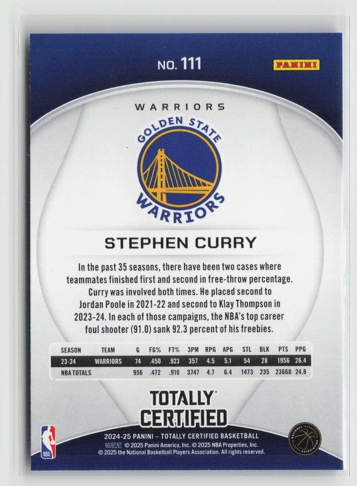 Stephen Curry 2024-25 Panini Totally Certified Mirror Maroon #111