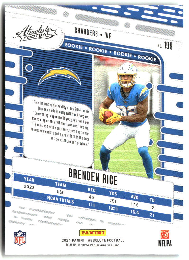 Brenden Rice 2024 Panini Absolute Retail #199