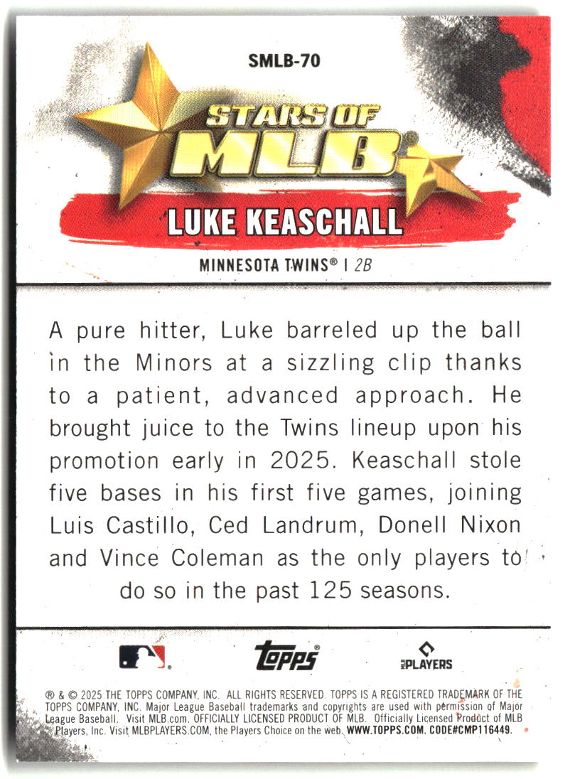 Luke Keaschall 2025 Topps Update Stars of MLB #SMLB-70
