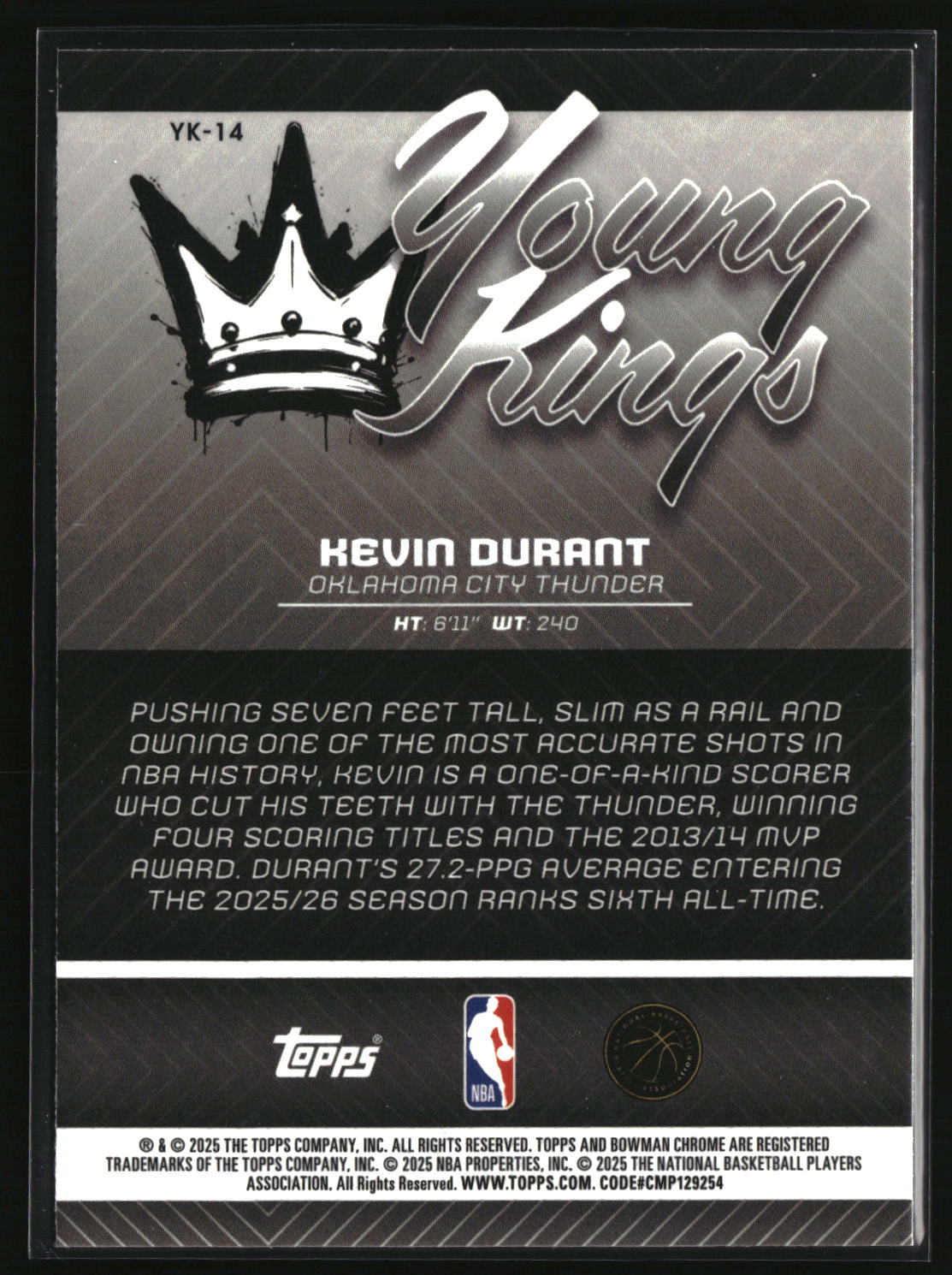 Kevin Durant 2025-26 Bowman Young Kings #YK-14
