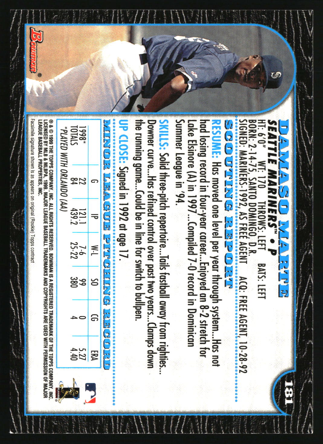 Damaso Marte 1999 Bowman #181