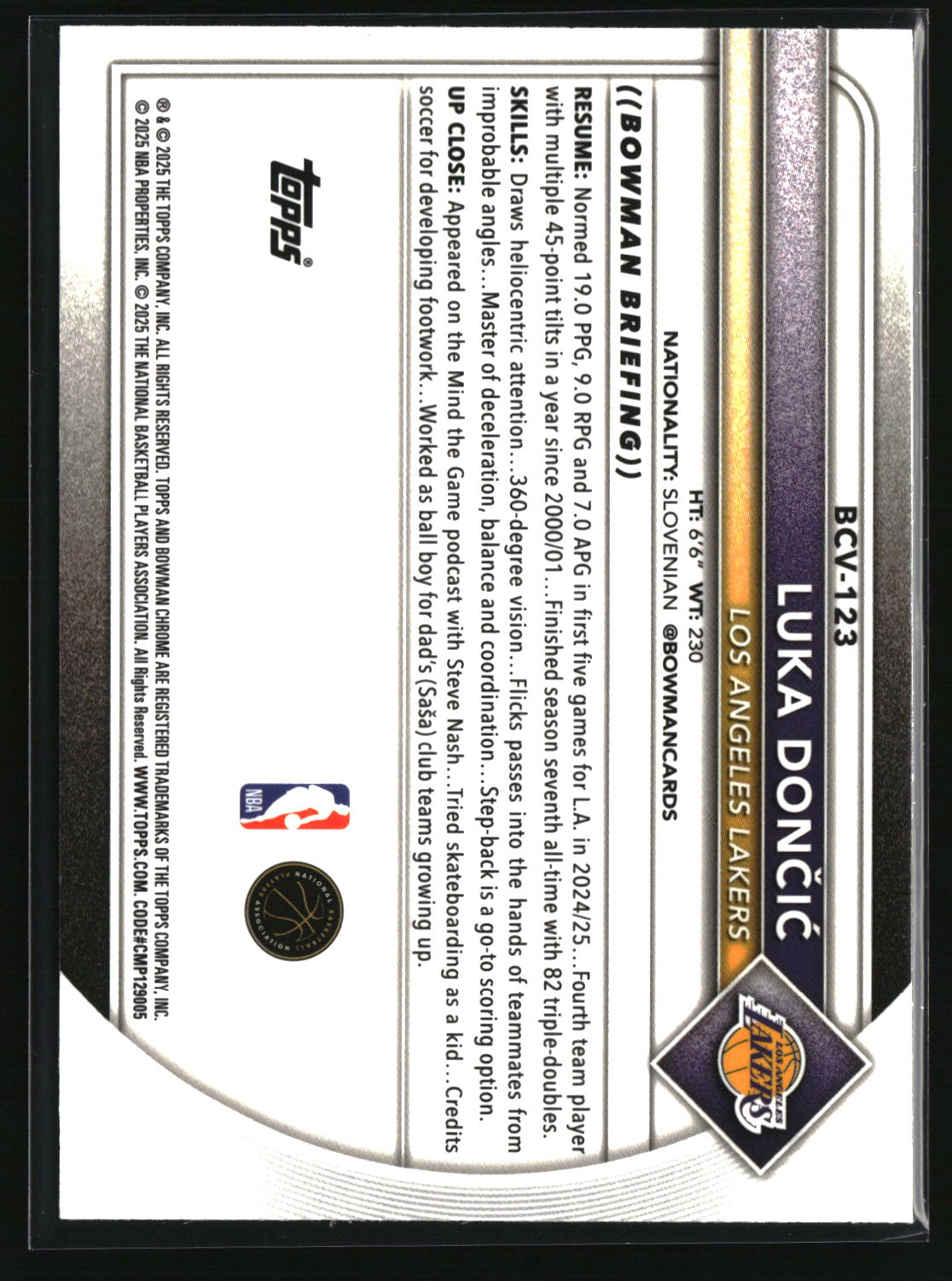 Luka Donc?i? 2025-26 Bowman Chrome Reptilian Refractors #BCV-123