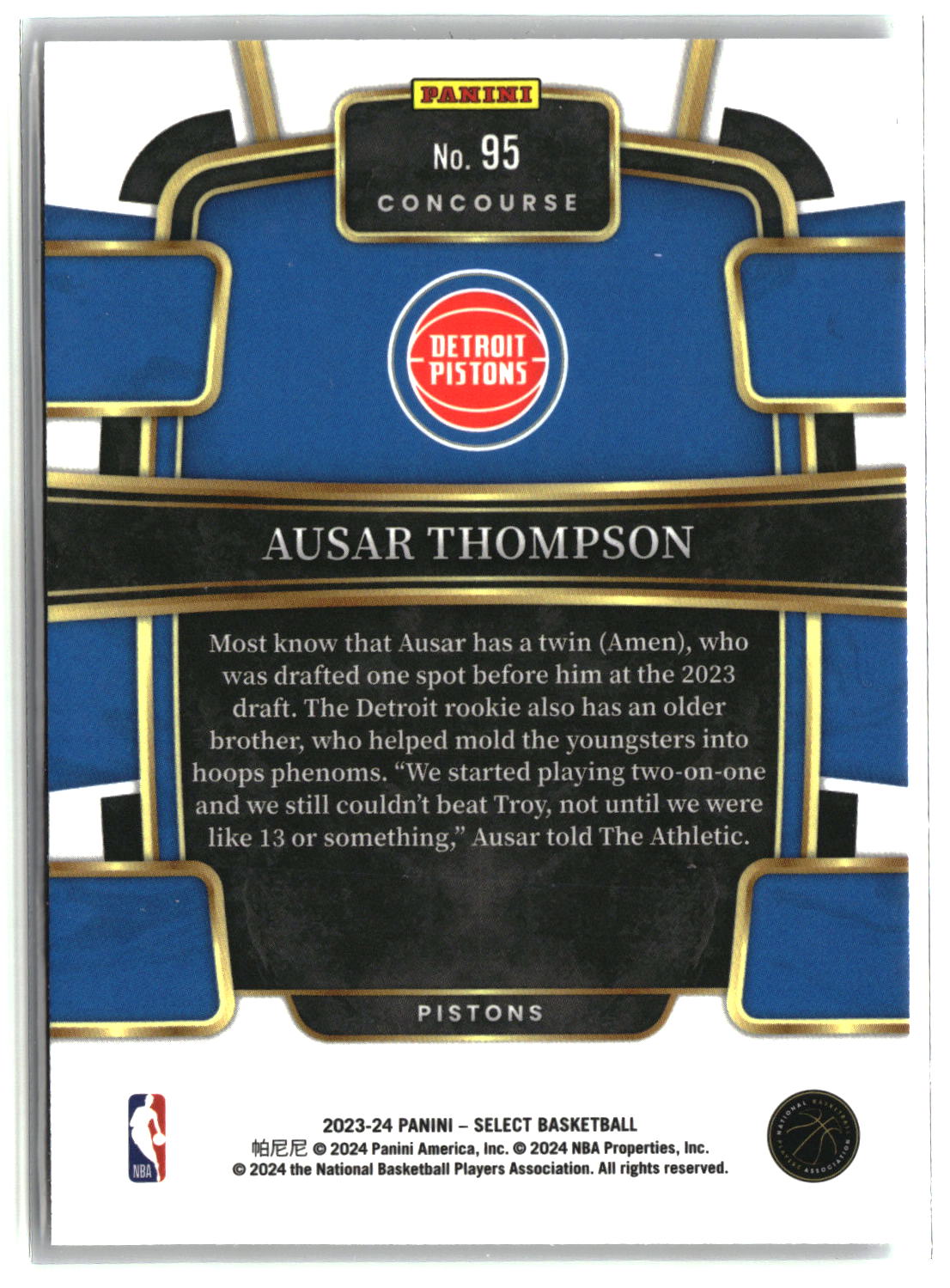 Ausar Thompson 2023-24 Panini Select #95