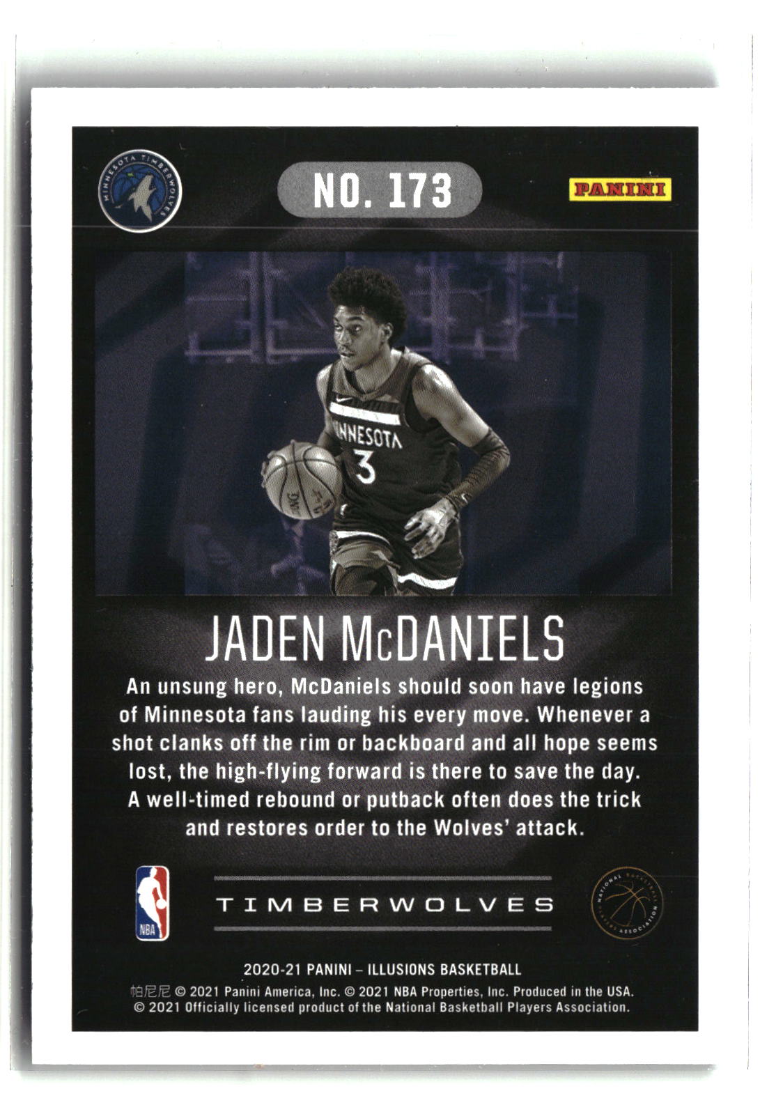 Jaden McDaniels 2020-21 Panini Illusions #173