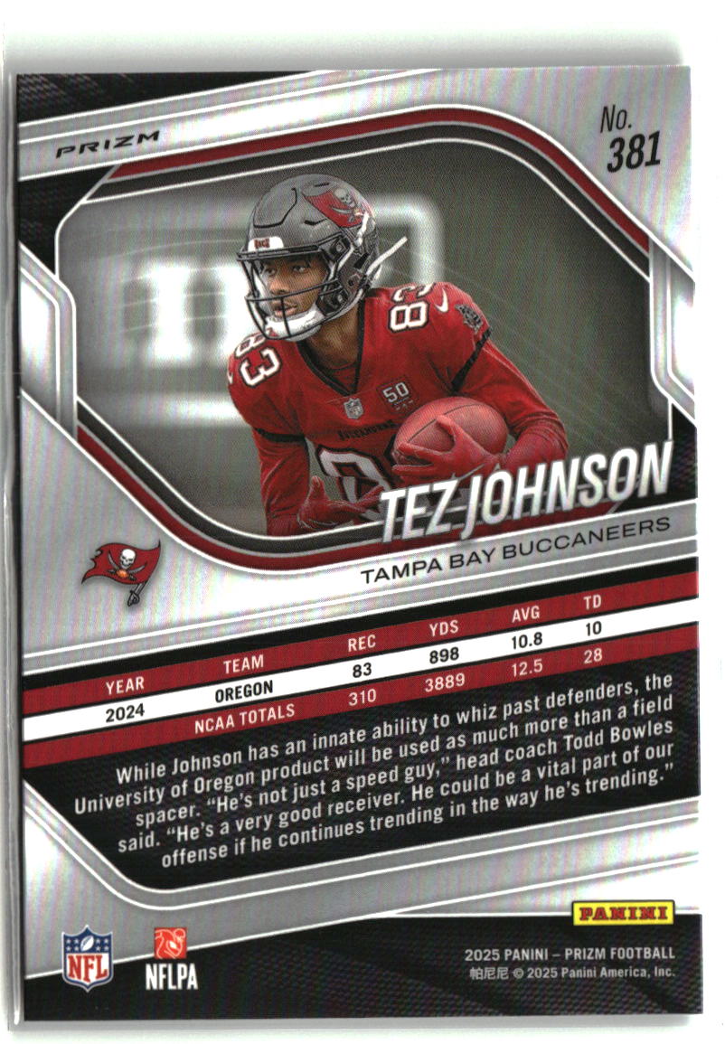 Tez Johnson 2025 Panini Prizm White Disco #381