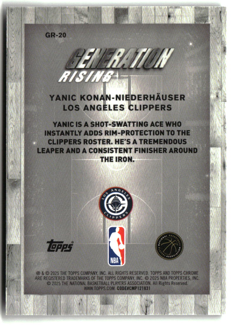 Yanic Konan Niederh�user 2025-26 Topps Chrome Generation Rising #GR-20