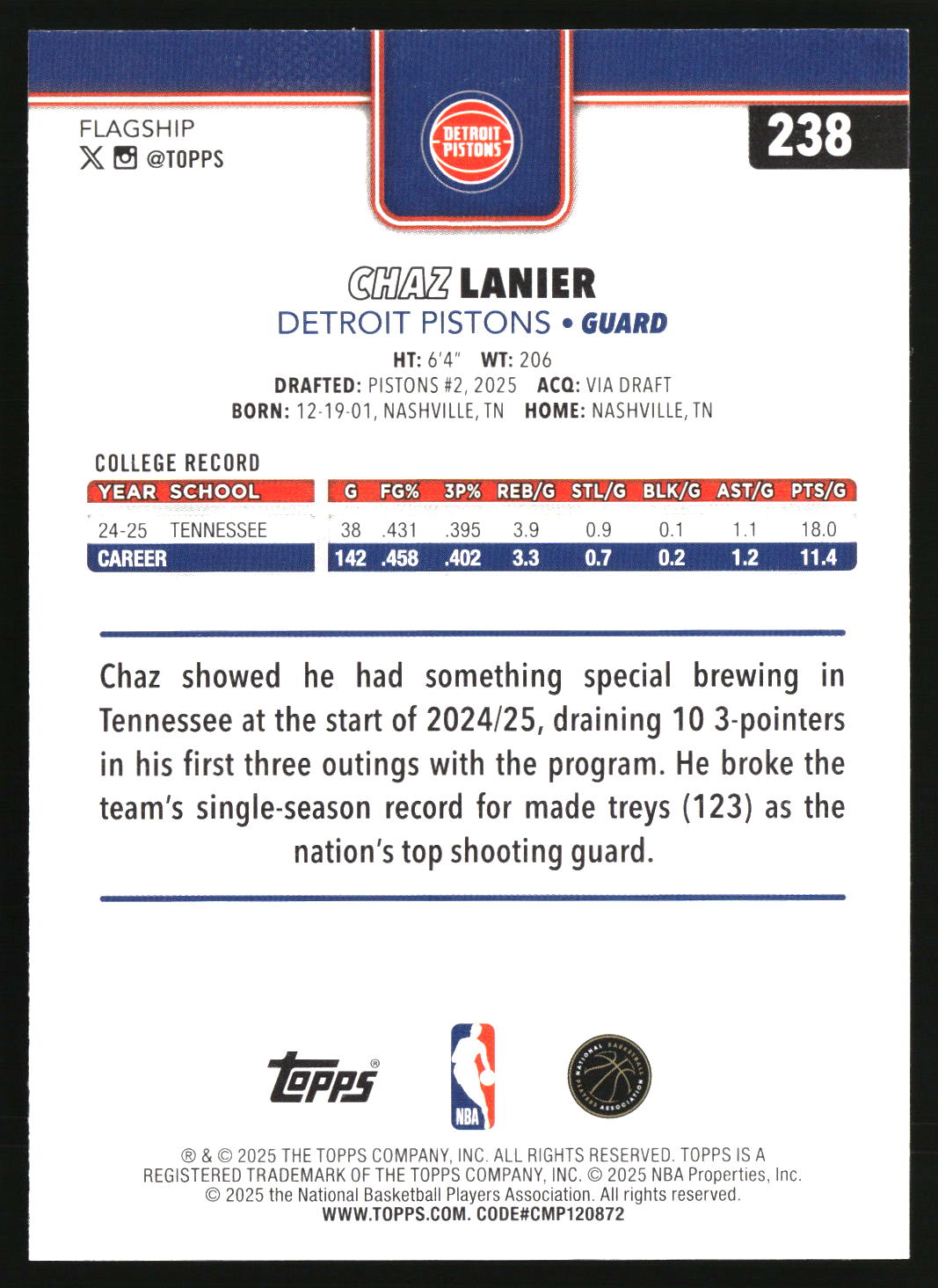 Chaz Lanier 2025-26 Topps #238