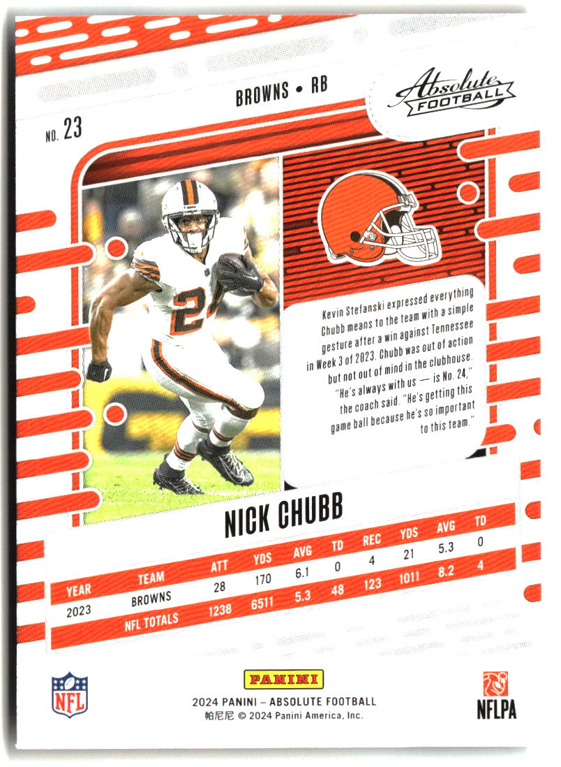 Nick Chubb 2024 Panini Absolute Blue #23