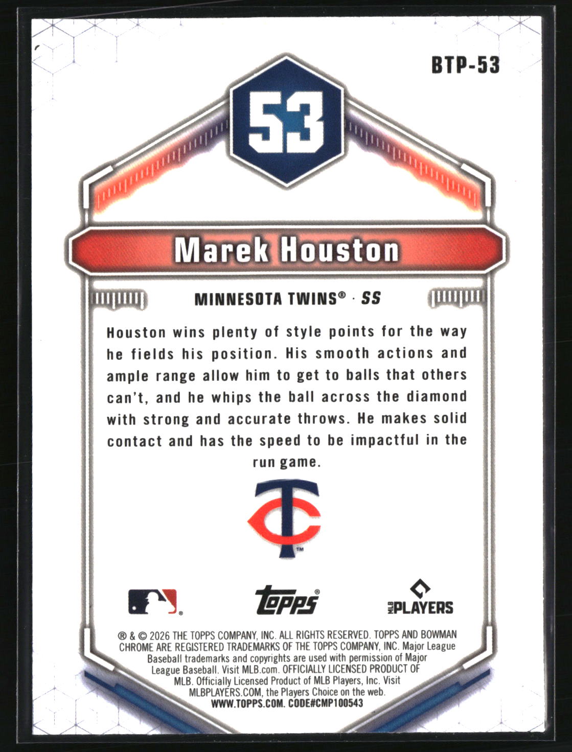 Marek Houston 2026 Bowman Bowman Scouts' Top 100 #BTP-53